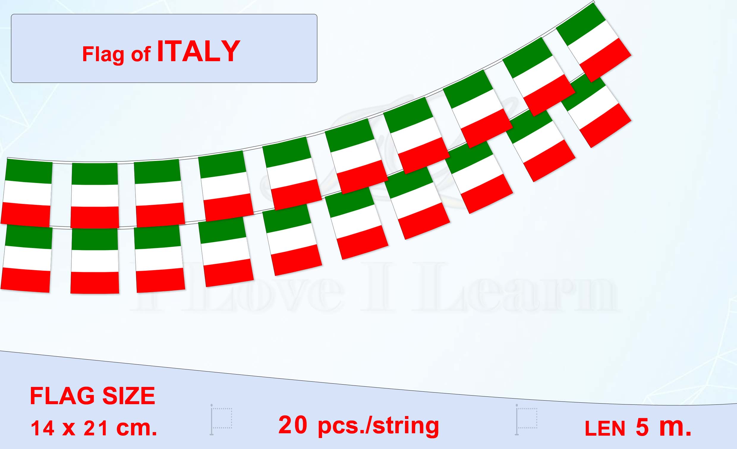 ธงชาติประเทศอิตาลี (ธงราวอิตาลี) Bandiera dell'Italia Italy Flag Small Flag Decoration ธงชาติประเทศอิตาลี สำหรับประดับตกแต่งในงาน ตกแต่งสถานที่ ราคาถูก