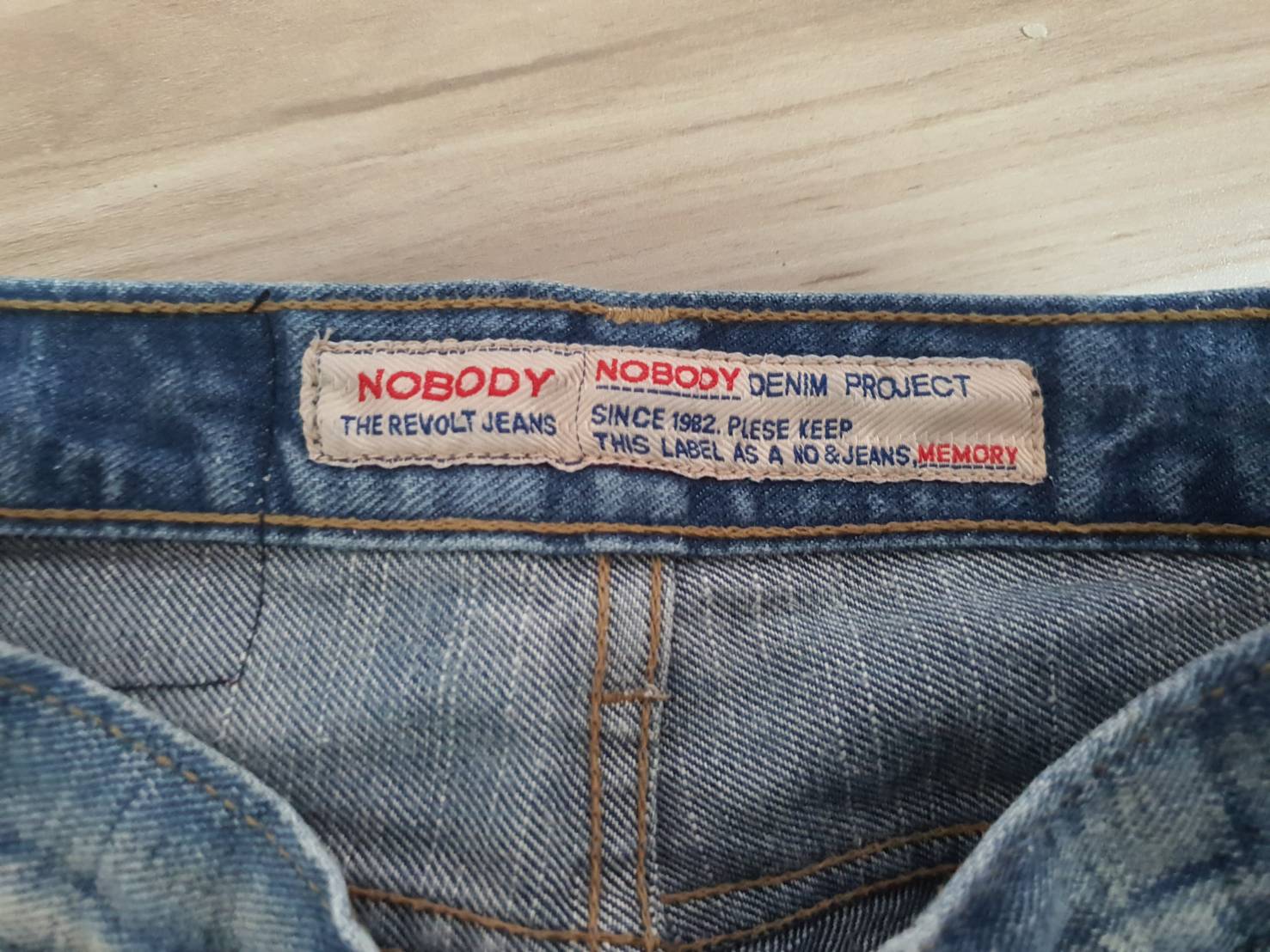 FF06253 กางเกงยีนส์มือสอง ตัวสะสม 43 ปี หายาก แบรนด์ NOBODY เอว 27 นิ้ว