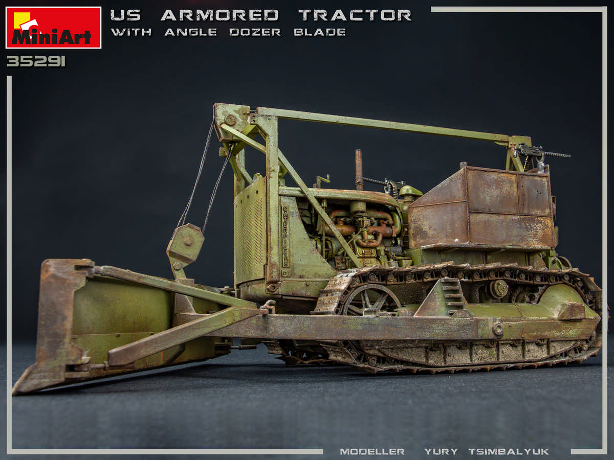 โมเดลรถแทรกเตอร์ทหาร MiniArt ขนาด 1/35 MI35291 U.S. Armored Tractor With Angle Dozer Blade