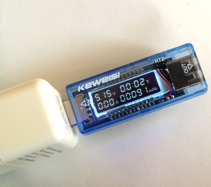 เครื่องวัดไฟฟ้า USB Tester KEWEISI-V20 Mini USB Portable LCD Digital Voltage and Current Tester