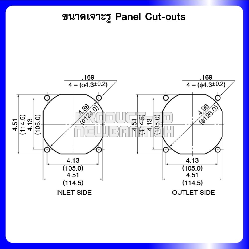 4715KL-05W-B40 พัดลมระบายความร้อน DC 24V บอลแบริ่ง Ball Bearing 4.5 นิ้ว (12x12x3.8 ซม.)
