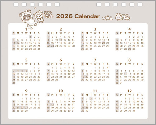 CD40301 Rilakkuma Tabletop Calendar(Released)