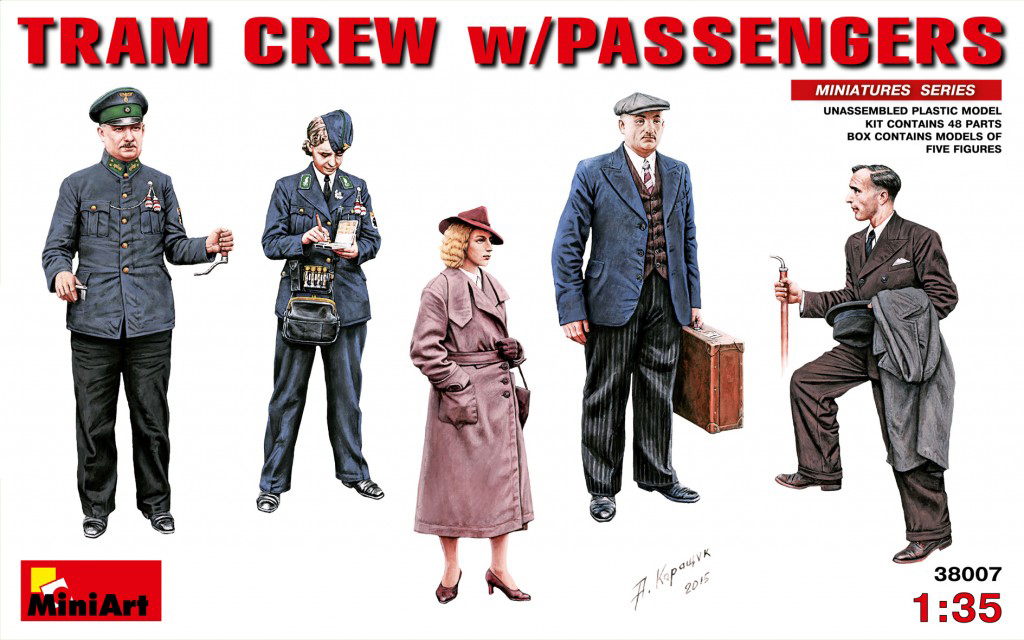 โมเดลฟิกเกอร์คนขับรถรางและผู้โดยสาร MiniArt ขนาด 1/35 MI38007 TRAM CREW w/PASSENGERS