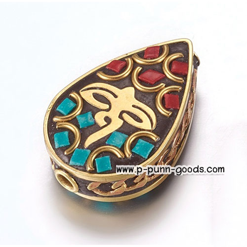 ลูกปัดอินโดนีเซีย ทรงหยดน้ำ (25.5X17 มม.) Handmade Indonesia Beads