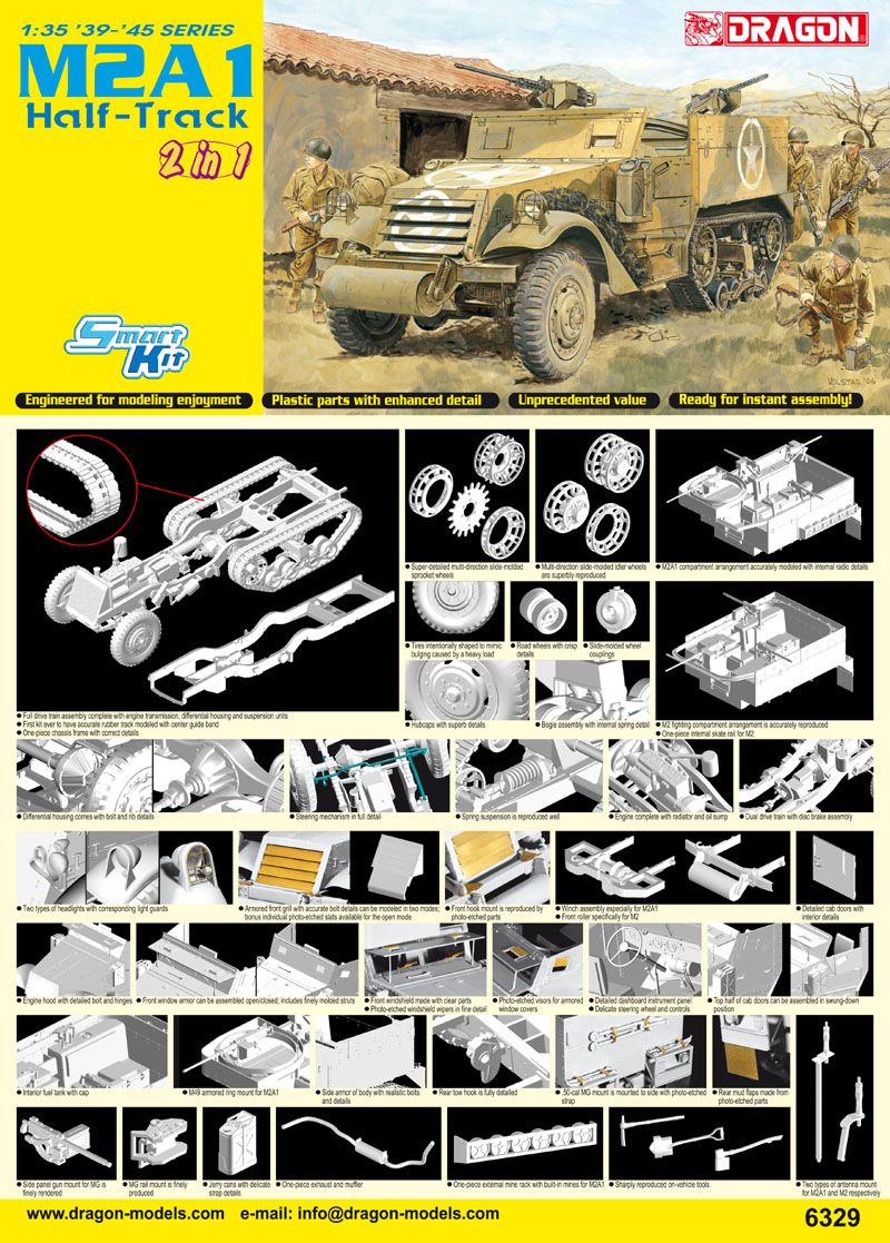 โมเดลรถถัง Dragon Models 1/35 DGM6329 M2A1 Half-Track 2 In 1