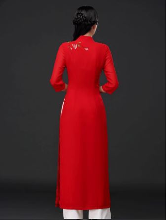 ชุดกี่เพ้าสตรีเวียดนาม อ๊าวส่าย อ๊าวหย่าย áo dài กางเกงขาบาน คอปกต่ำ Sườn xám Việt Nam, quần ống rộng, cổ thấp Vietnamese Women Cheongsam áo dài, Wide-legged Pants, Low Collar