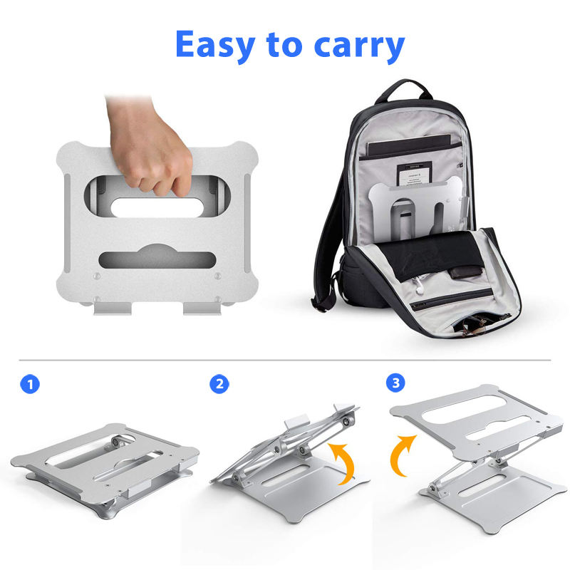 Aluminum Laptop Stand ที่วางโน๊ตบุ๊ค ขาตั้งแลปท็อป อลูมิเนียม ปรับระดับได้ สวยหรูระบายความร้อนได้ดี พกพาสะดวก