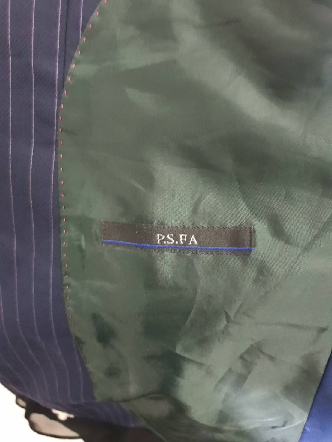 Suit0082 เสื้อสูท สีน้ำเงินกรมลายทาง มือสอง PSFA อก 40นิ้ว
