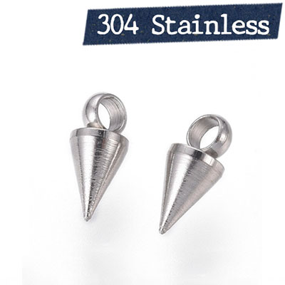 จี้กรวยเข็ม 6.5x3 มม.จี้สแตนเลส (Stainless Steel)