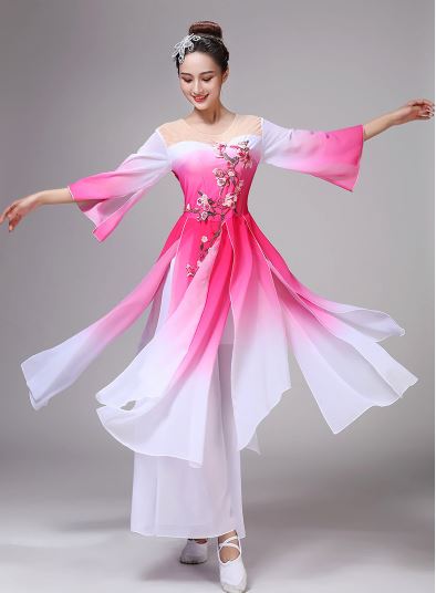 ชุดฟ้อนรำสตรีจีน 古典舞演出服女飘逸伞舞服装 Chinese Women Dancing Costume