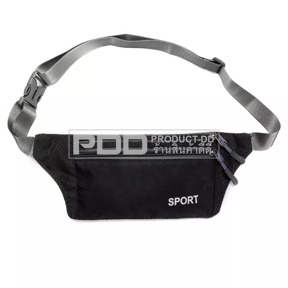 กระเป๋าคาดเอว คาดอก สะพายข้าง SPORT สีดำ ขนาด 32x11 ซม. ไนล่อน กันน้ำ Running Bag