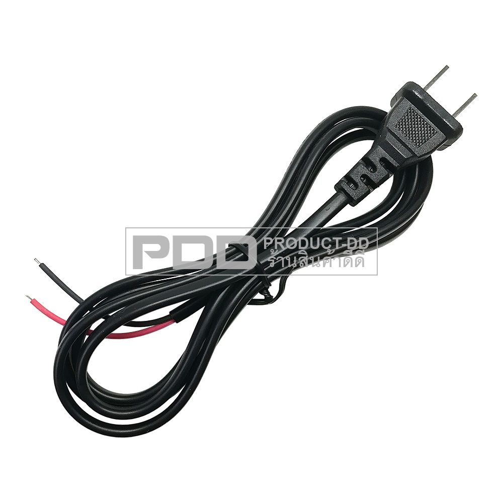 สายปลั๊คไฟ AC ขาแบน 2 ขา สายแบน ขนาดสาย 2x0.3 มม. ยาว 1.2 ม. ไม่มีสายดิน