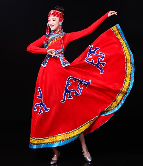 ชุดฟ้อนรำสตรีเผ่ามองโกล 蒙古族演出服衣裙舞台服成人女 Mongolian Women Dance Costume