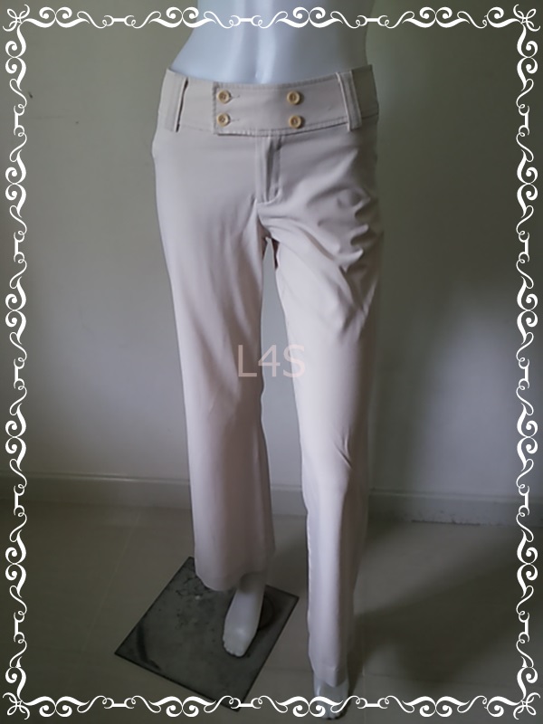 FF01356 กางเกงผ้า สีครีมเบจอ่อน มือสอง ESPRIT "เอว 28 นิ้ว"