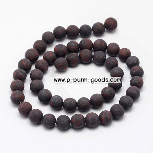 แจสเปอร์ - Natural Brecciated Jasper 8 มม. ไม่เคลือบเงา