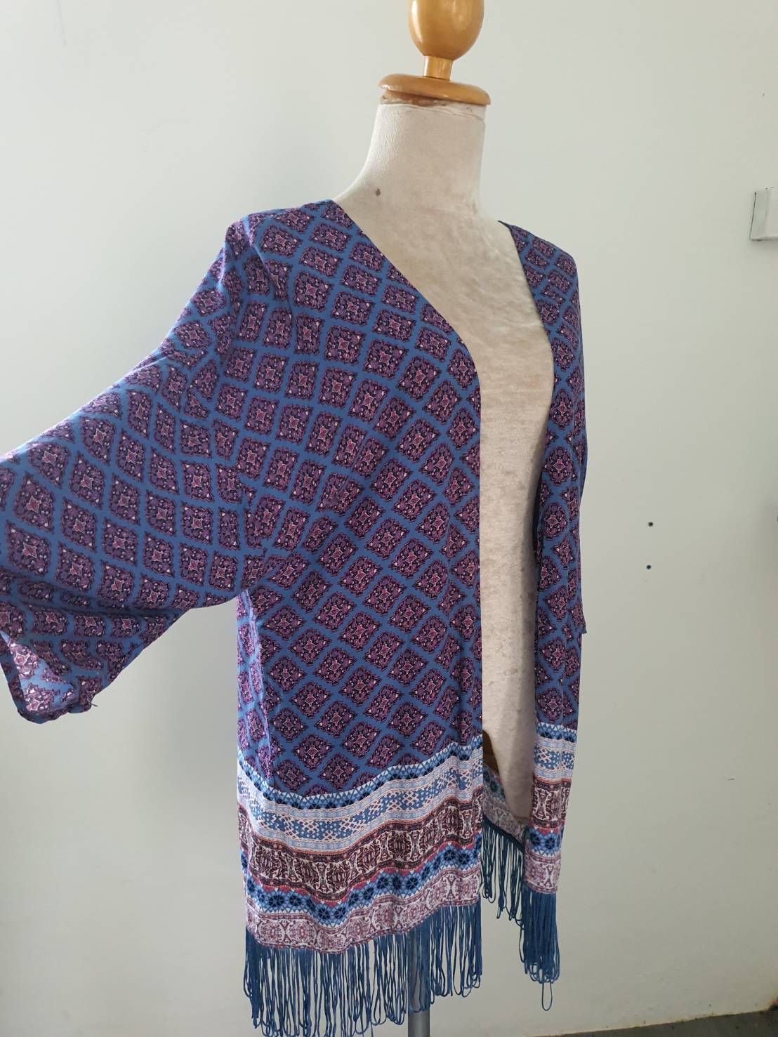 FF05668 เสื้อคลุมแฟชั่น สีม่วงลายสวยๆ แบรนด์ nobo size m