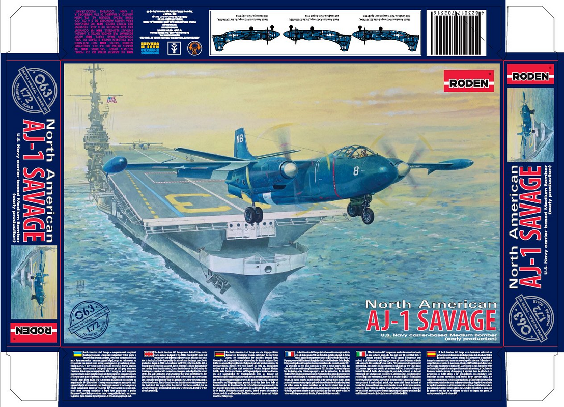 โมเดลเครื่องบิน Roden ขนาด 1/72 RO063 NORTH AMERICAN AJ-1 SAVAGE