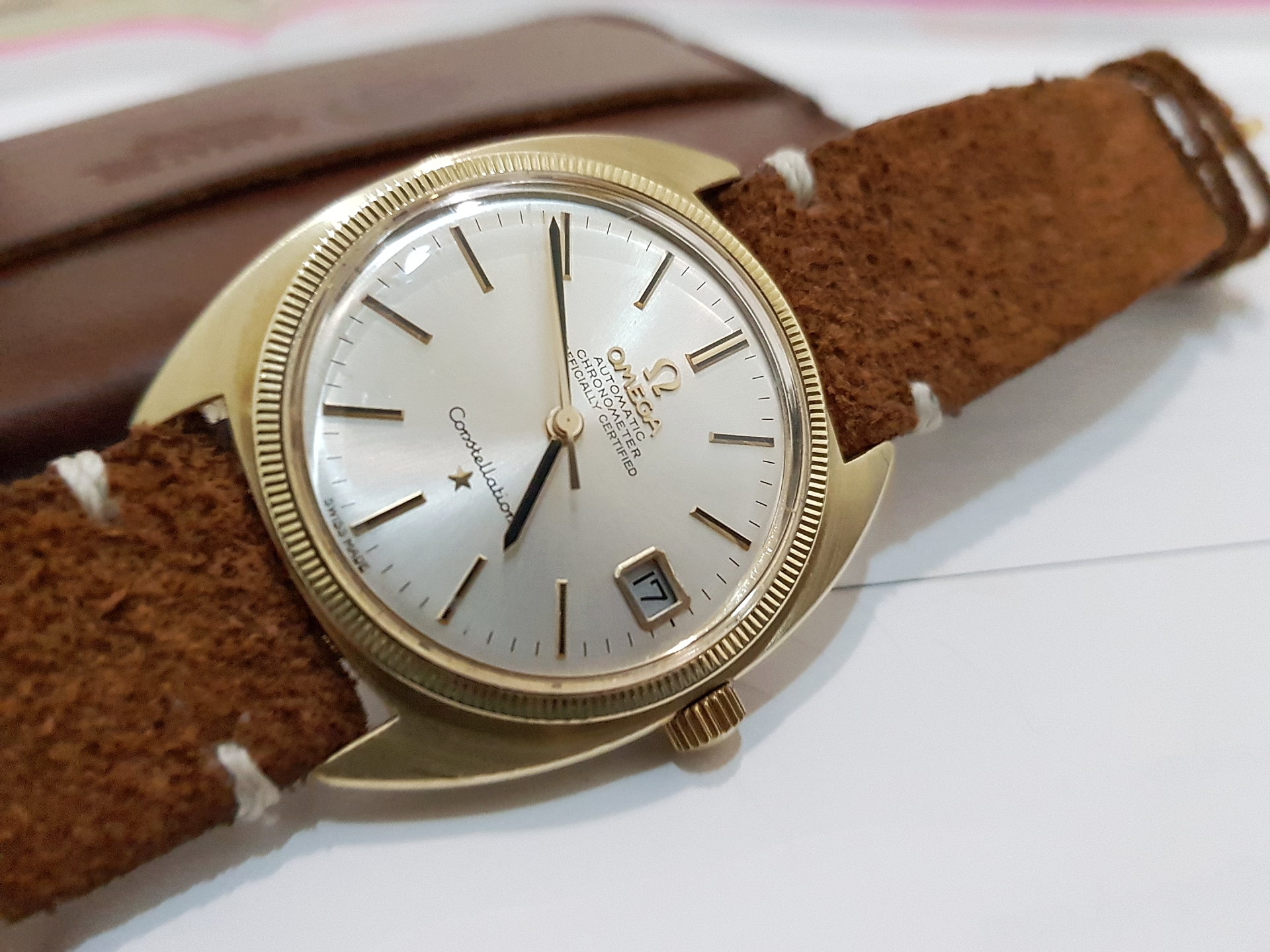 Omega Constaillation Gold Cap cal.564 นาฬิกาข้อมือ Vintage Omega หอดูดาว ขอบหยัก ทองหุ้ม ขนาด 35mm สำเนา