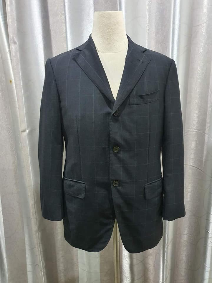 Suit0005 เสื้อสูท นำเข้า มือสอง สีเทาดำ ships อก 36 นิ้ว