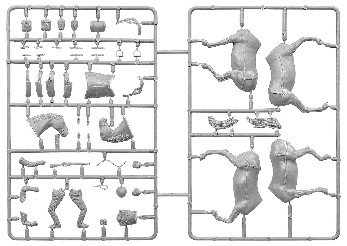 โมเดลฟิกเกอร์ทหารและม้าลากเกวียน MiniArt ขนาด 1/35 MI35057 HORSES DRAWN FIELD KITCHEN KP-42