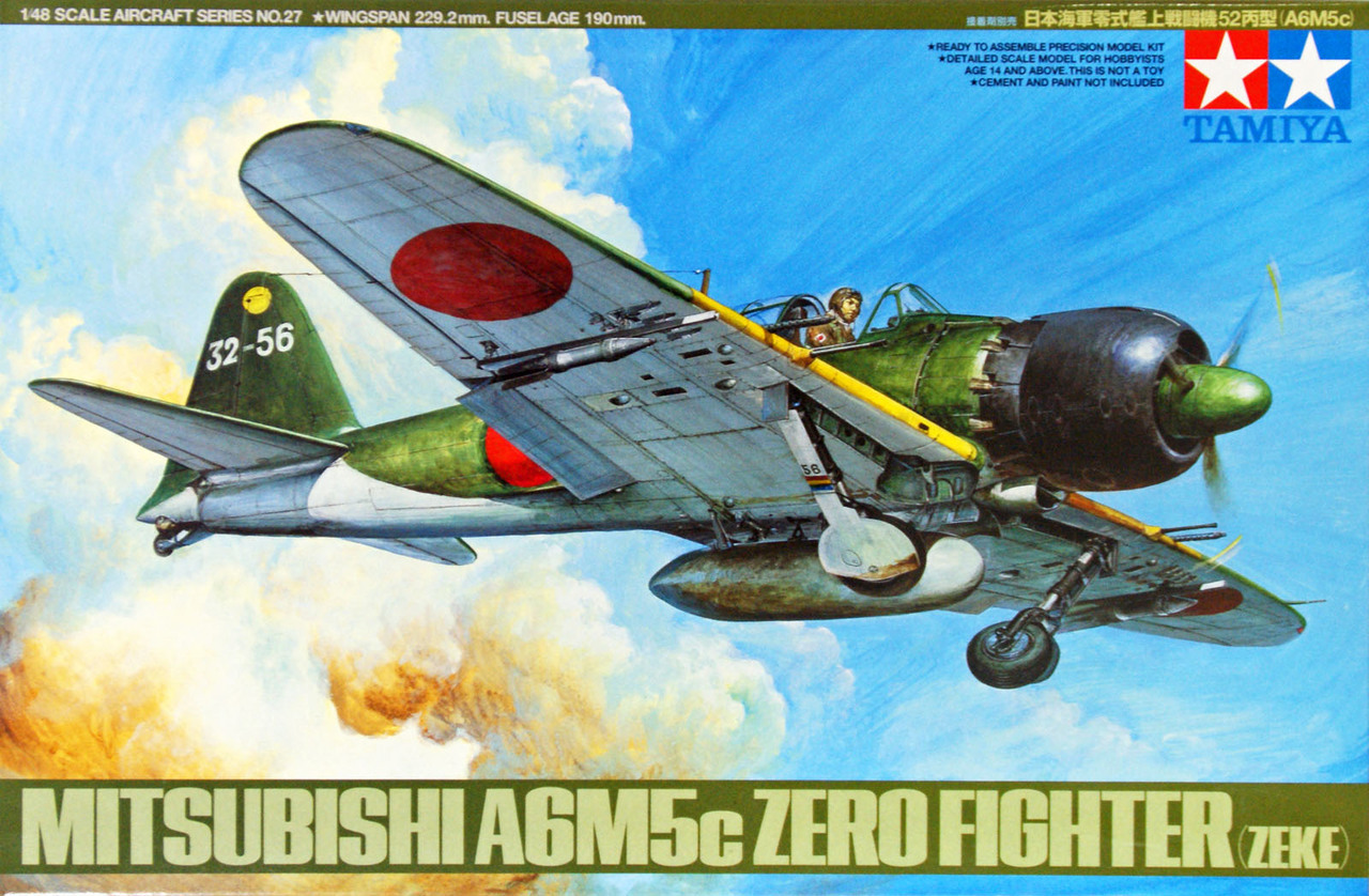 โมเดลเครื่องบิน Tamiya ขนาด 1/48 TA61027 Mitsubishi A6M5c Zero FighterI (Zeke)