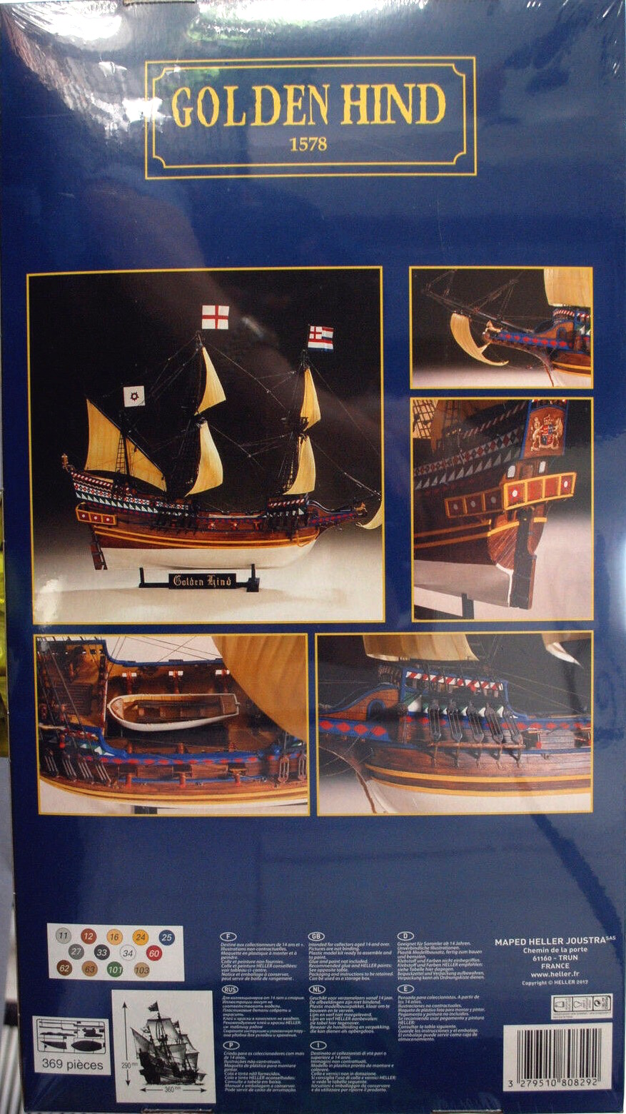 โมเดลเรือเดินสมุทร ขนาด 1/200 Heller HL80829 1578 Golden Hind Sir Francis Drake 16. Jhdt.