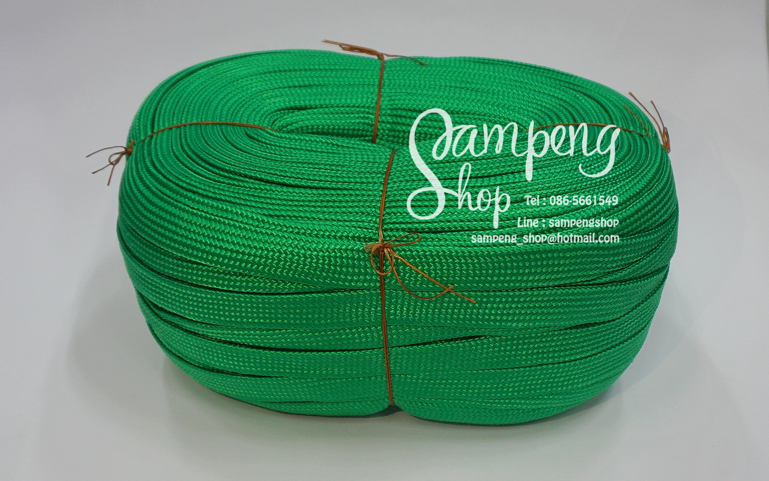 เชือกถักแบนเอนกประสงค์ เส้นใหญ่ สีเขียว (1เมตร)