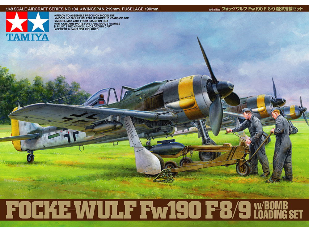 โมเดลเครื่องบิน Tamiya ขนาด 1/48 TA61104 Focke Wulf Fw190 F8/9 w/BOMB LOADING SET