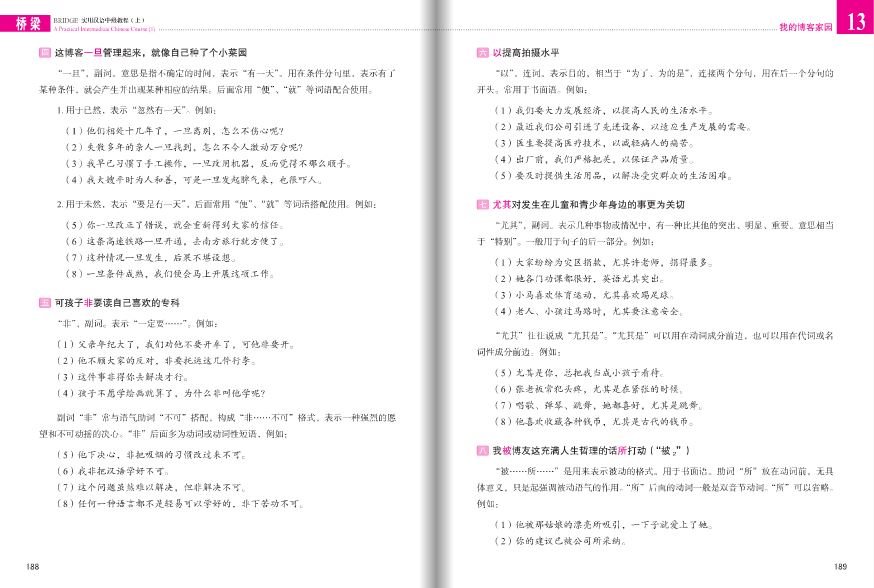 แบบเรียนภาษาจีนใช้ในชีวิตจริงระดับกลาง (Bridge) เล่ม 1+MP3 桥梁：实用汉语中级教程（第三版 英文注释）上册（附扩展学习手册，含1MP3）Bridge: A Practical Intermediate Chinese Course 1+MP3