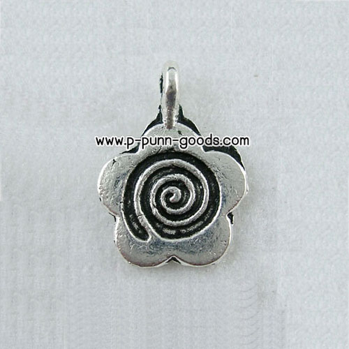 จี้ดอกไม้ 11 มม. สีเงินโบราณ
