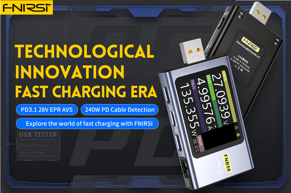 เครื่องวัดไฟฟ้า FNIRSI รุ่น FNB58 แบบ USB Teste Digital Voltmeter Protocol Power PD Trigger Capacity Measuremen