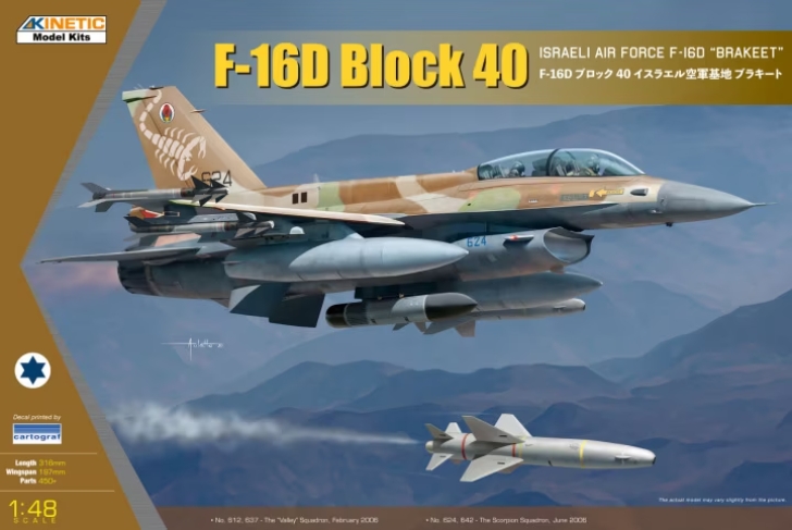 โมเดลเครื่องบินรบ Kinetic Model 1/48 KI-K48130 F-16D IDF w/ GBU-15 F-16D Block 40 Israeli Air Forece F-16D "BRAKEET"