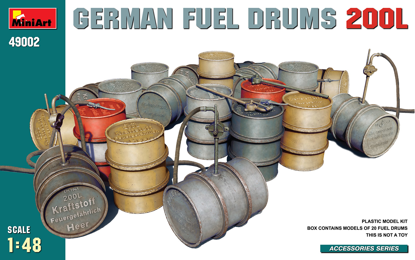 โมเดลถังน้ำมันเยอรมัน MiniArt ขนาด 1/48 MI49002 GERMAN FUEL DRUMS 200L