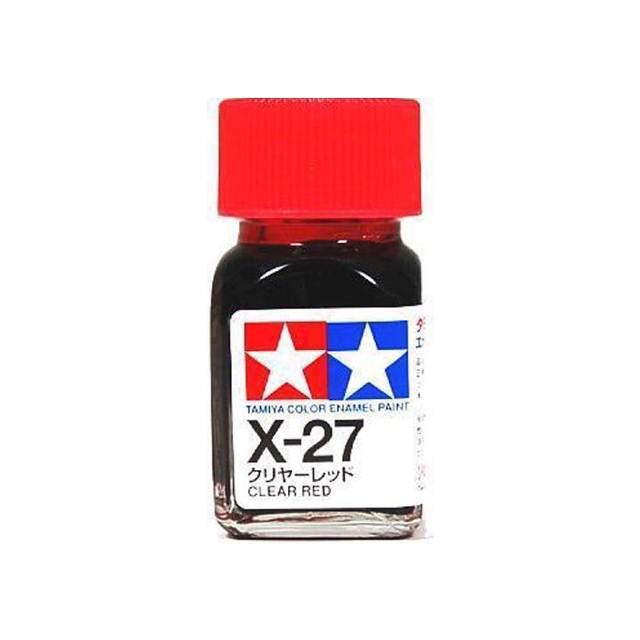 สีทาโมเดล สูตรน้ำมัน สีอีนาเมล สีเพ้นฟิกเกอร์ ทามิย่า Tamiya Enamel X-27 Clear Red (10 ml)