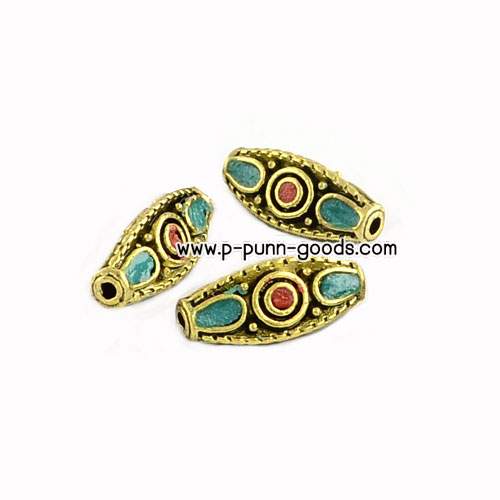 ลูกปัดอินโดนีเซีย (19x8 มม.) Handmade Indonesia Beads