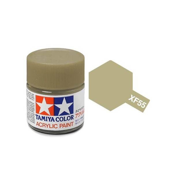 สีทาโมเดลสูตรน้ำอะคริลิกทามิย่า Tamiya Acrylic XF-55 Deck Tan (10 ml)