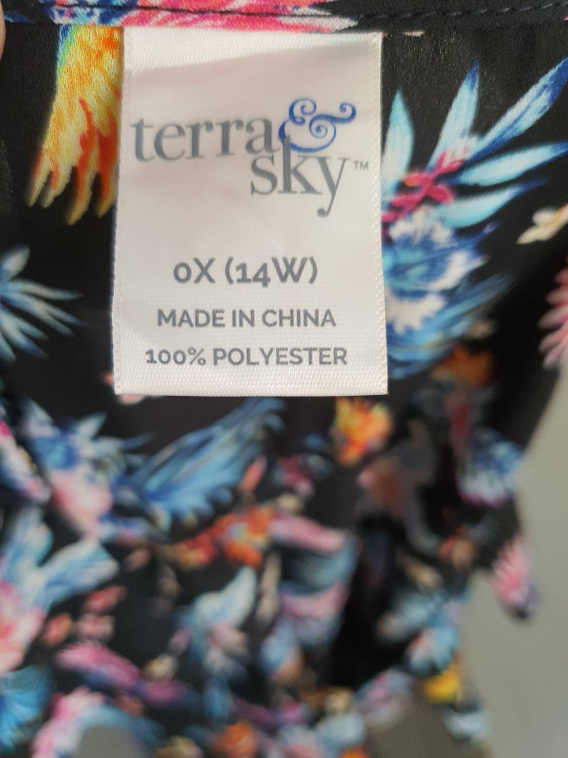 FF05570 เสือผ้าสาวอวบพลัสไซส์ มือสอง ชีฟอง สีดำลาย แบรนด์ terra sky