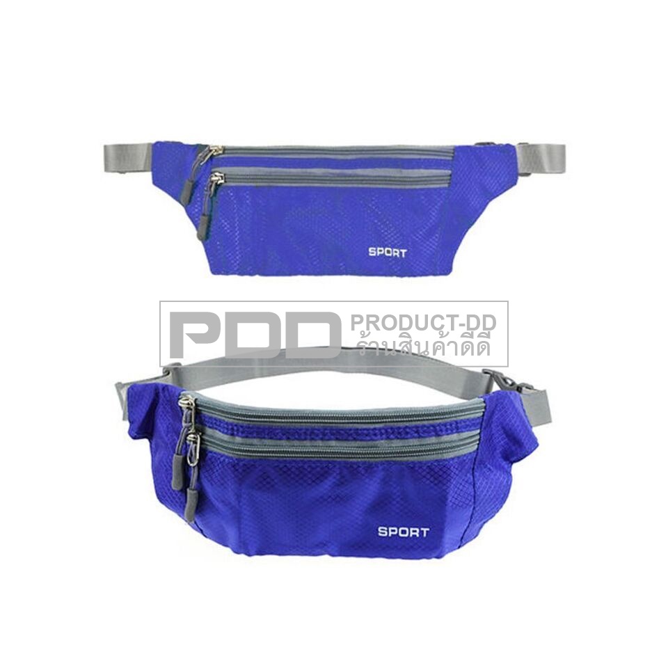 กระเป๋าคาดเอว คาดอก สะพายข้าง SPORT สีน้ำเงิน ขนาด 32x11 ซม. ไนล่อน กันน้ำ Running Bag