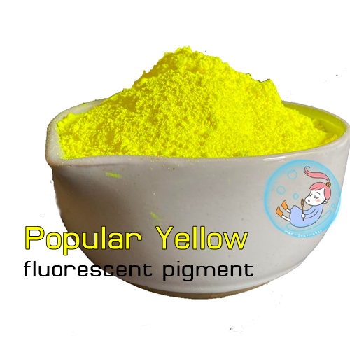Color Yellow : Popular Yellow fluorescent pigment- สี เหลืองยอดนิยม เม็ดสีเรืองแสงให้สีสว่างกว่าสีทั่วไป แต่ไม่เรืองแสงในที่มืด TDS