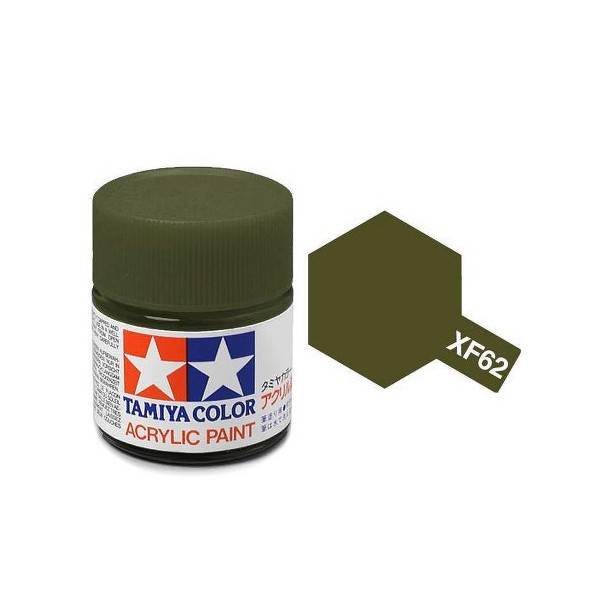 สีทาโมเดลสูตรน้ำอะคริลิกทามิย่า Tamiya Acrylic XF-62 Olive Drab (10 ml)