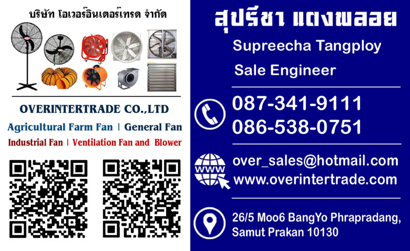 พัดลมโบลเวอร์ ไฟเบอร์กลาส, โบลเวอร์ ไฟเบอร์ ลมแรงกว่าพัดลมทั่วไป แข็งทนทานพิเศษ สำหรับงานดูดเป่า ที่ต้องการลมแรงกว่าปกติ