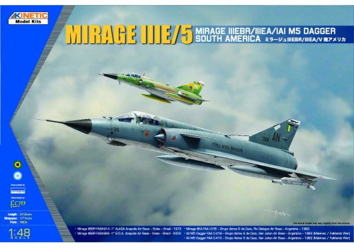 โมเดลเครื่องบินรบ Kinetic Model 1/48 KI-K48052 SOUTH AMERICAN MIRAGE IIIE/V