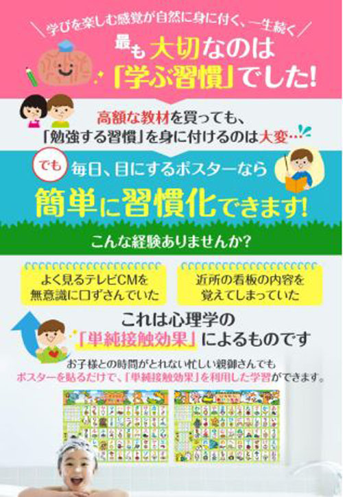 [สื่อการสอนภาษาญี่ปุ่น] โปสเตอร์แผนภูมิตัวอักษรฮิรางานะ โปสเตอร์กันน้ำ (ชุด 2 แผ่น) あいうえお表 ひらがな お風呂ポスター (２枚セット) Alphabetical chart Hiragana Bath poster (set of 2)