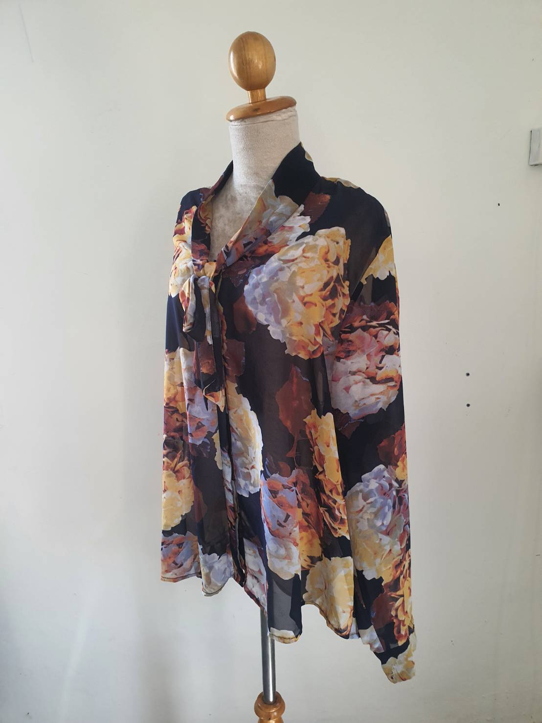 FF05809 เสื้อแฟชัน ชีฟอง มือสอง ลายดอกไม้ อก 48 นิ้ว