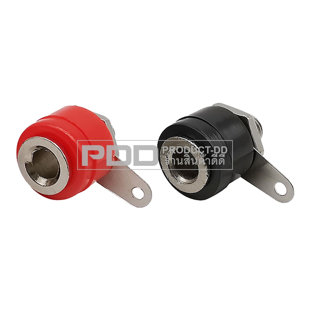 (แพค 1 คู่) บานาน่าแจ๊ค 4 mm ตัวเมียแบบเดี่ยว ขนาด 1.1x1.6 cm สีดำ-แดง สำหรับยึดแท่น