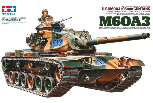 โมเดลรถถังทามิย่า ขนาด 1/35 Tamiya TA35140 US M60A3 105mm Gun Tank Kit