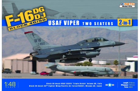โมเดลเครื่องบินรบ Kinetic Model 1/48 KI-K48005 F-16D Block 50 - USAF Viper Two Seaters 2in1