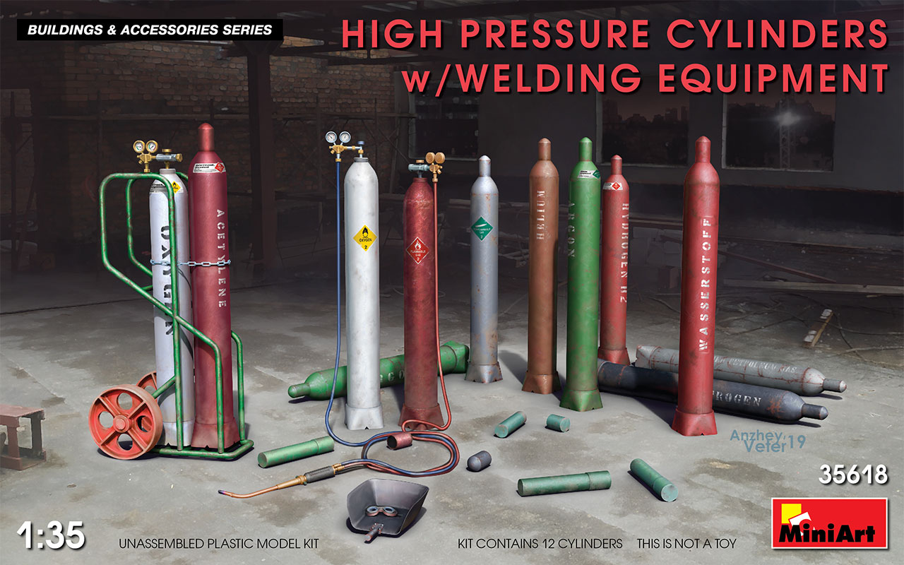 โมเดลฟิกเกอร์ MiniArt ขนาด 1/35 MI35618 High Pressure Cylinders w/Welding Equipment