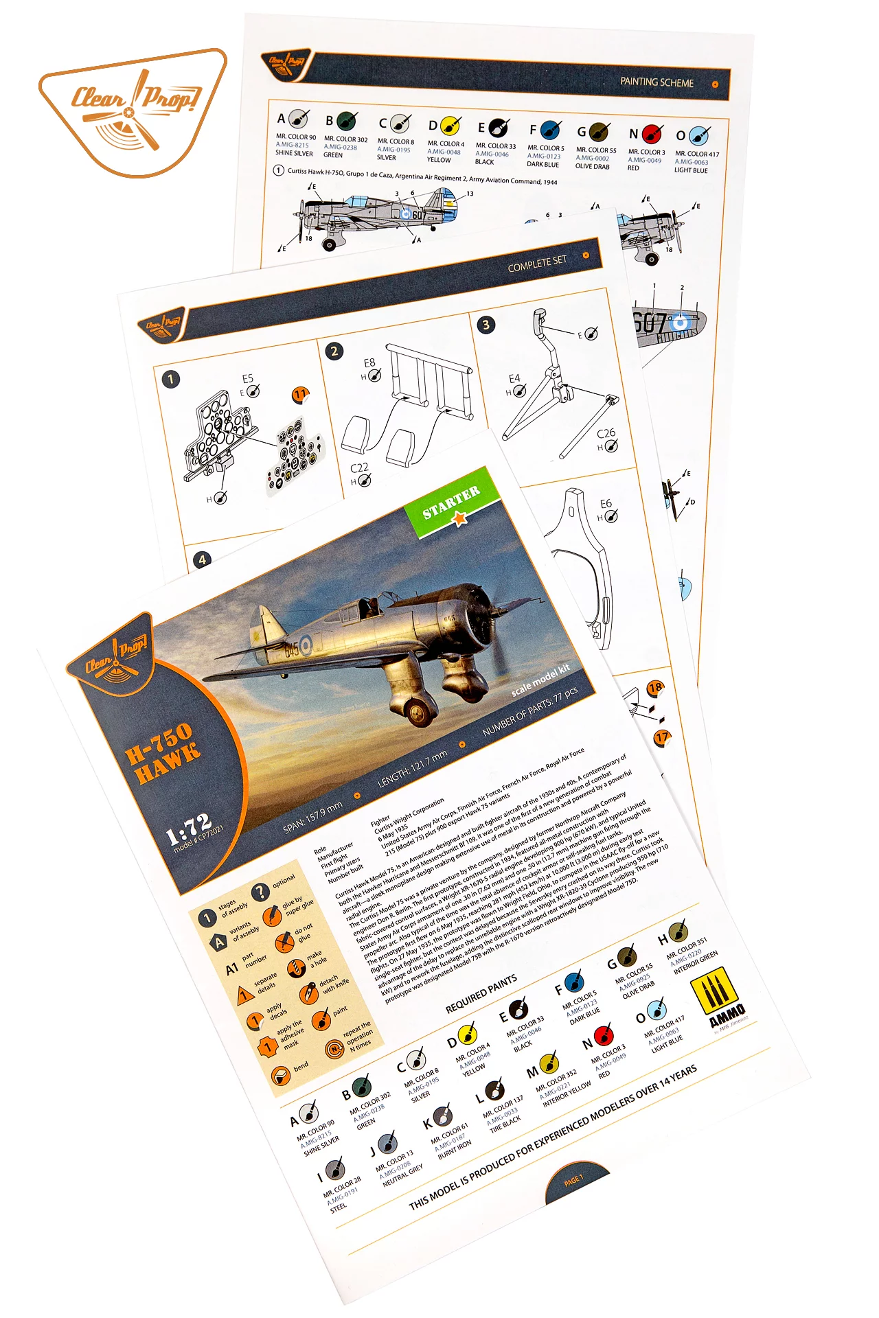 โมเดลเครื่องบิน Clear Prop Models 1/72 CP72021 H-75O Hawk