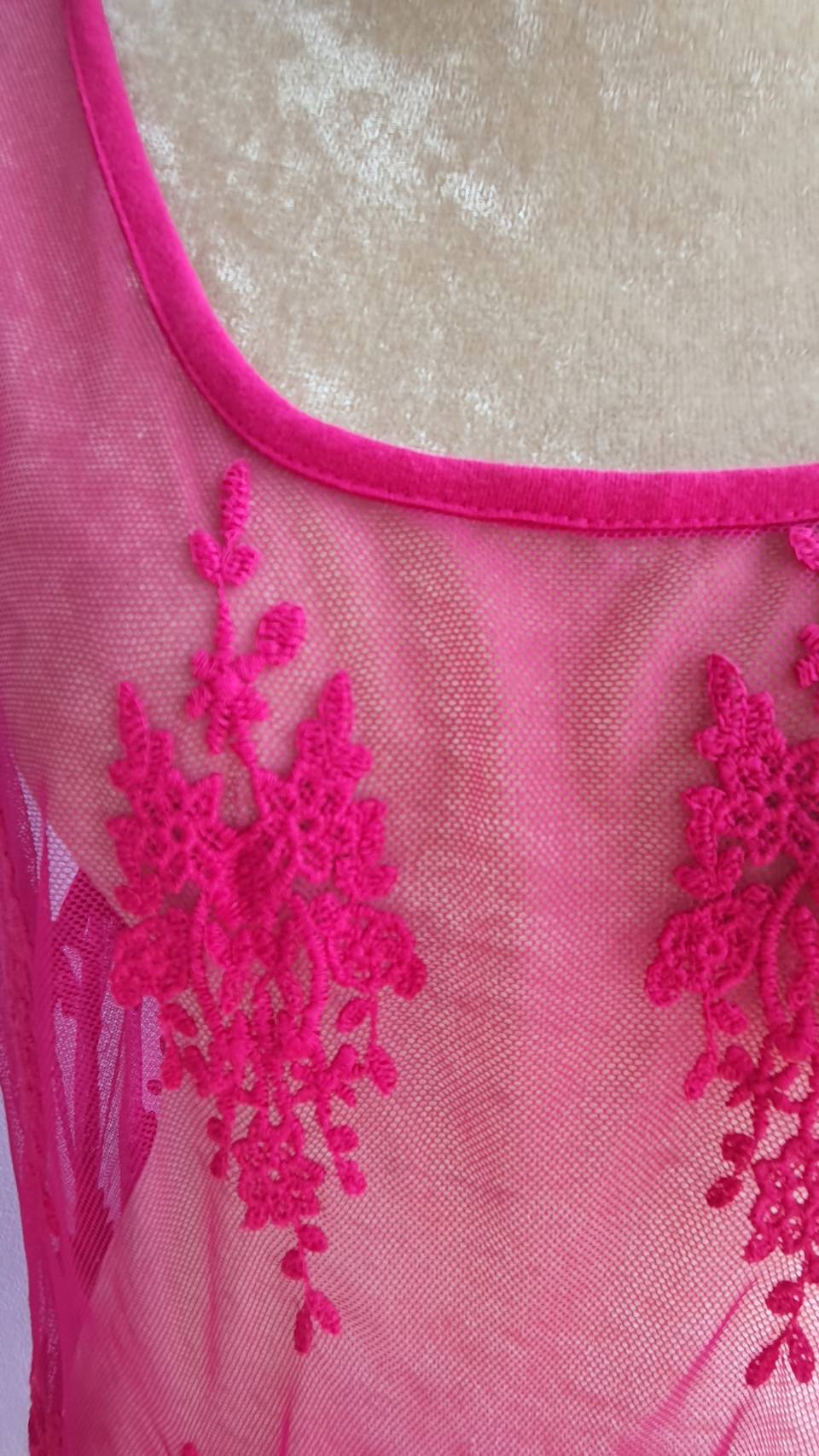 FF02973 เสื้อตาข่าย สีชมพู มือสอง แบรนด์ international concepts อก free 46-48 นิ้ว